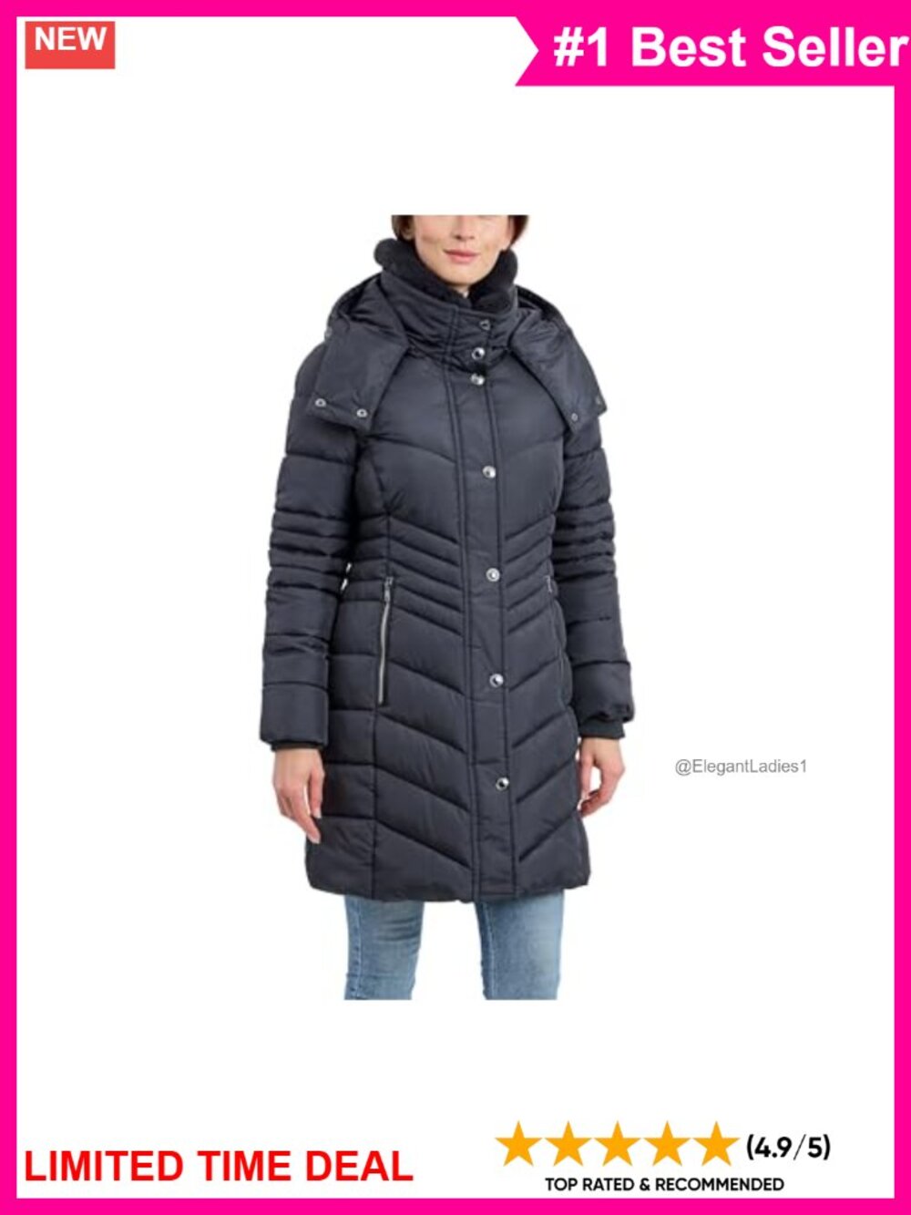 Heavyweight Puffer Vest Faux Fur Collar 3/4 Length Quilted Winter Warm